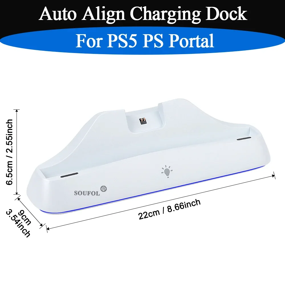 New For PS5 PlayStation Portal Auto-Align Charging Dock with RGB Lighting And Type-C Interface For PS5 Gaming Accessories Parts