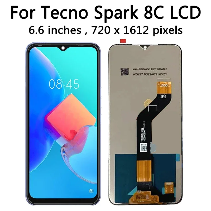 AAA+ For Tecno Spark 8 KG6 LCD Spark 8C KG5k Display Touch Screen Digitizer For Tecno Spark 8P 8T 8Pro KG8 KG7 KG6p LCD