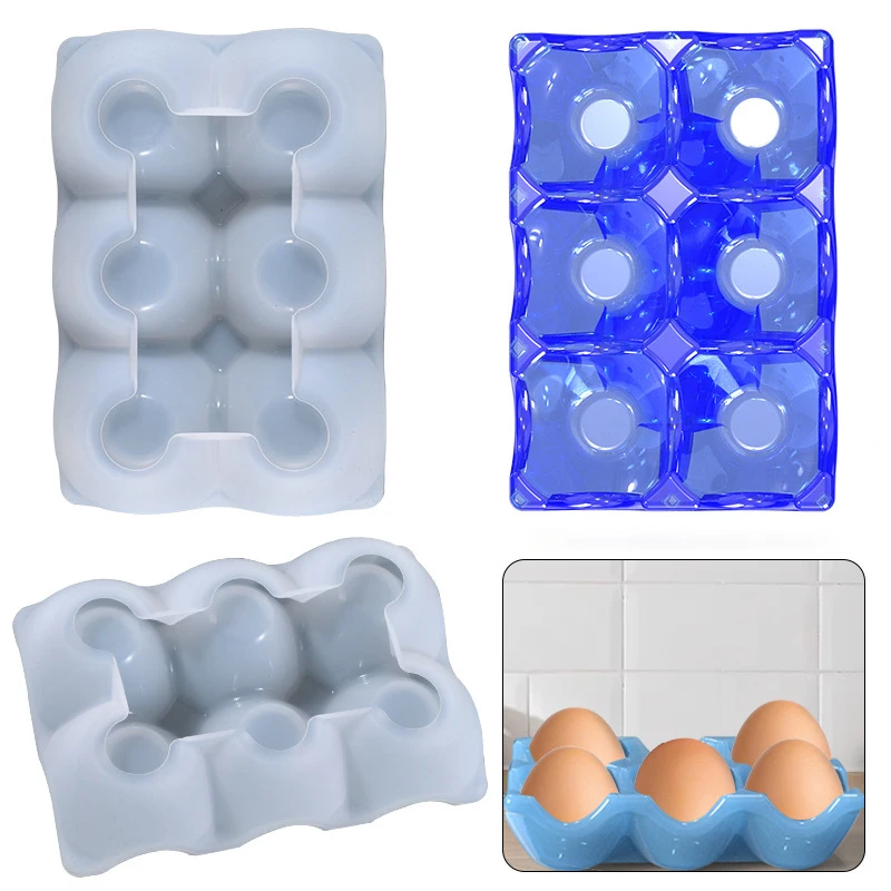 DIY 6-Compartment Egg Holder Tray Epoxy Resin Molds Egg Storage Rack Silicone Mold Egg Holes Holder Container Mould Home Deco