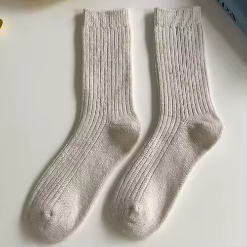 1 Pair Women Cotton Loose Socks Autumn Winter Knitting Solid Color Long Black Pink Korean Japanese Student Girls Stockings Retro - Image 13