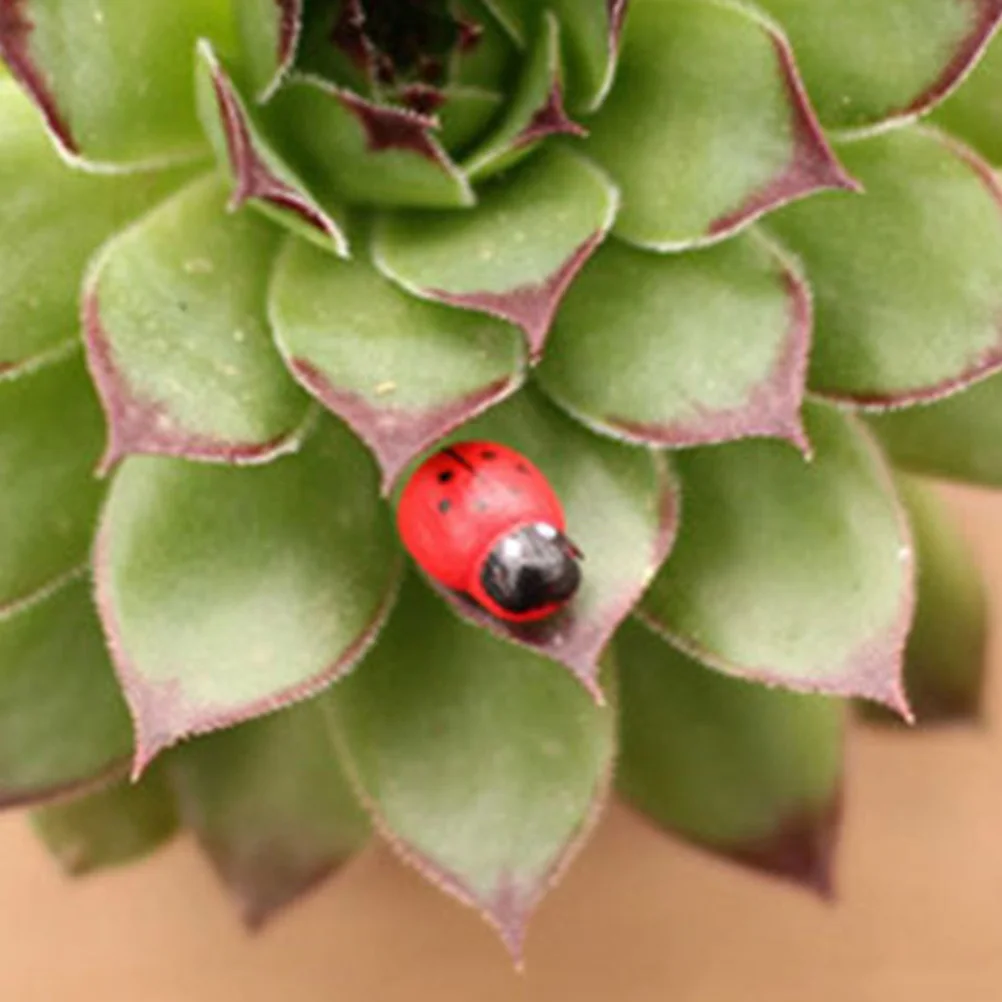 100 pçs micro paisagem ornamento em miniatura joaninha falsa criativo acessórios de jardim decoração do gramado de madeira artificial