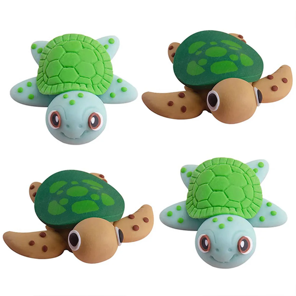 4pcs/Set Turtle Figurines for Cake Decorations Ocean Animal Landscape Cake Toppers Home Garden Terrarium Birthday Party Decor