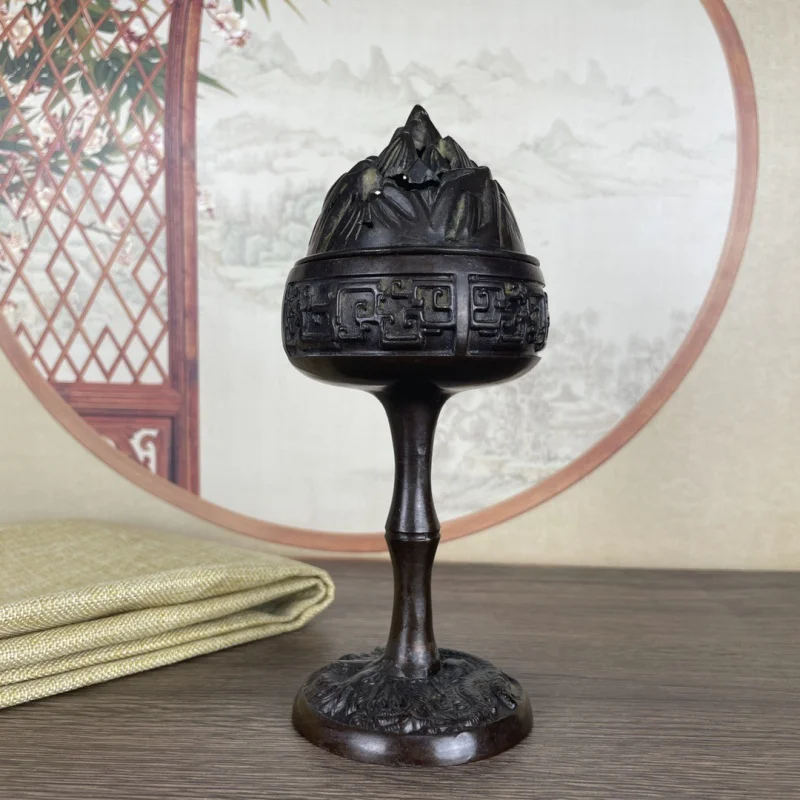 

Distressed Antique Boshan Furnace Decoration Retro Domestic Study Desktop Tea Room Home Incense Burner Decoration Collection Gif