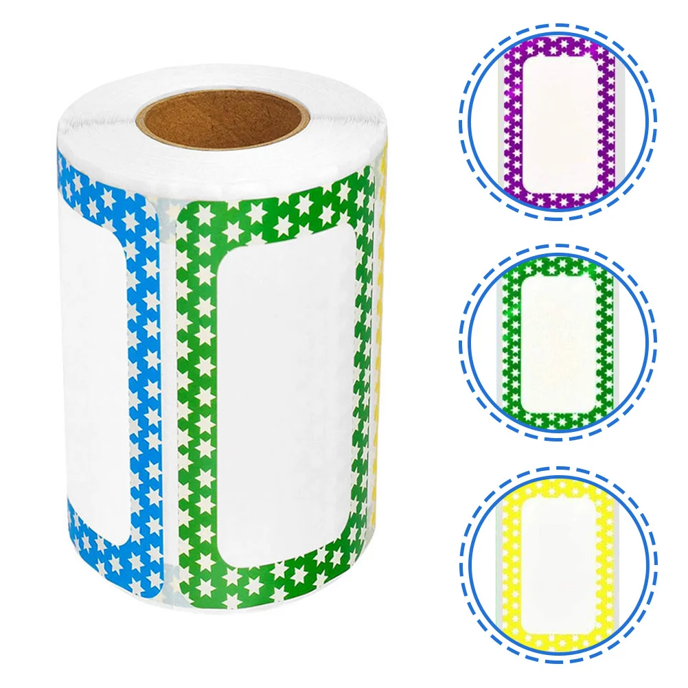 1 لفة اسم العلامة ملصق فارغة DIY بها بنفسك ملاحظات لاصقة ملصق الحدود الملونة المنزل مدرسة مكتب تسميات اسم شارة ملصقات #4