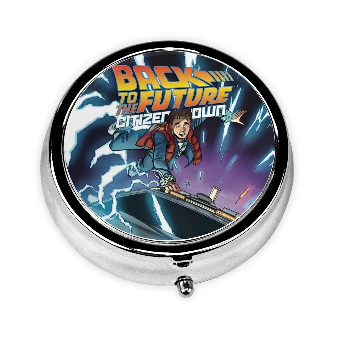 العودة إلى المستقبل صناديق حبوب منع الحمل 3-مقصورة حبوب موزع الخيال العلمي فيلم كوميدي المحمولة حامل دواء حاوية علب التخزين