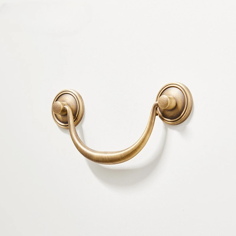 Antique Bronze Furniture Handles Solid Brass Kitchen Cabinet Handles Shell Shaped Drawer Round Knobs Vinatge Wardrobe Drop Pulls