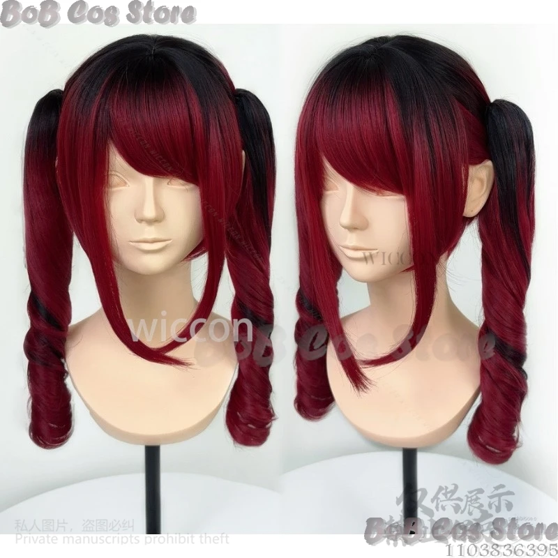 Jirai Kei Girl Cosplay Synthetic Wig Black To Red Gradient Heat Resistant Lovely Y2K Lolita Gothic Carnival Halloween Customized