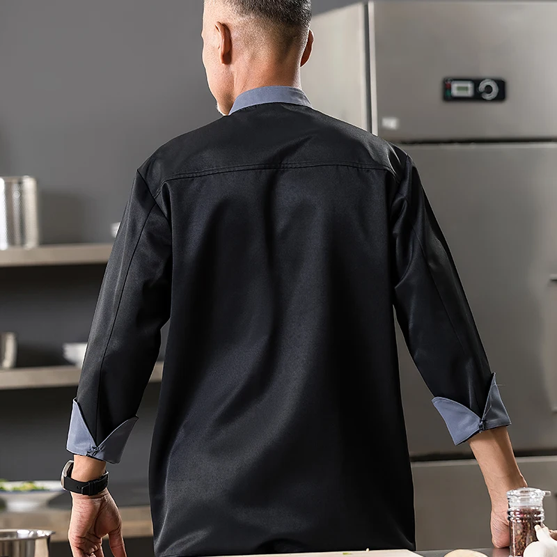 Uniforme de chef cuisinier pour hommes, vêtements de cuisine unisexe, chemise de cuisine de restaurant, manches courtes et longues, veste padramatique, conception de logo imprimé haut