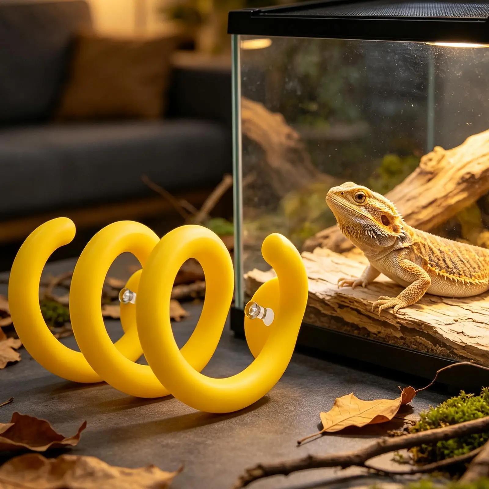 Spiral Rings Reptile Climbing Frame With Suction Cup Base Multi Layer Hiding Rest Platform For Ball Python Corn Snake Bearded