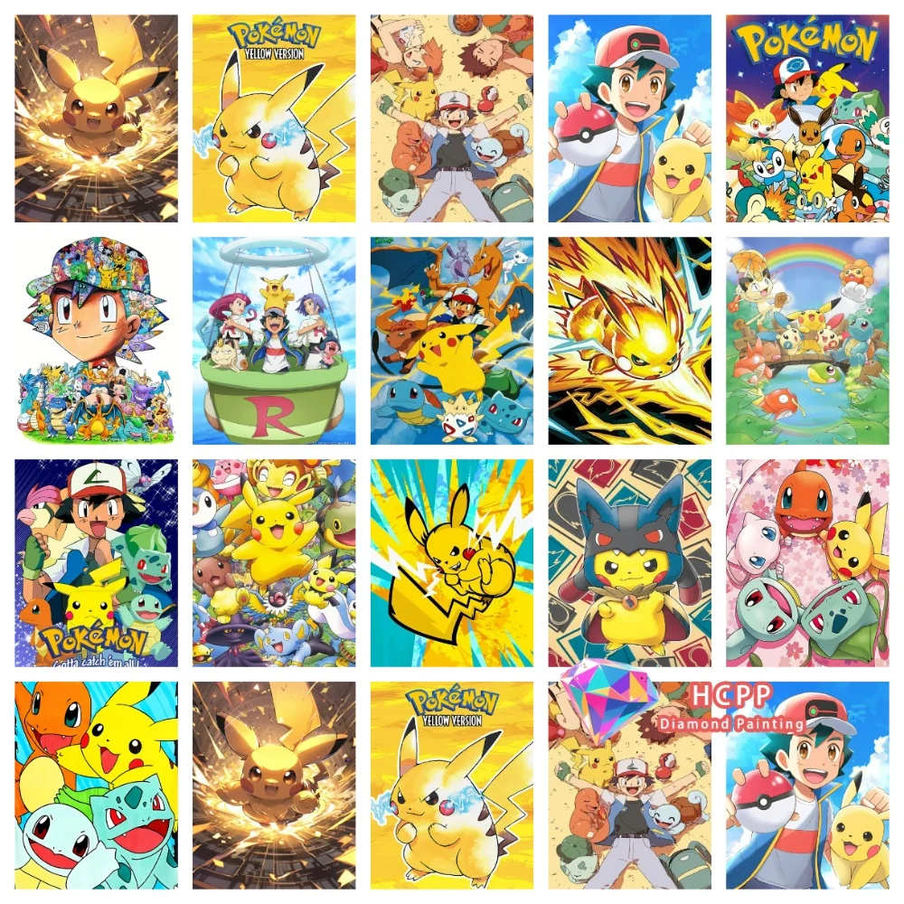 Buntes Neues Anime Pikachu Diamant-Malerei-Set Quadratische Runde Diamanten 5D DIY Mosaik Handgemachte Kunst Einzigartiges Geschenk Handwerk Heimdekoration