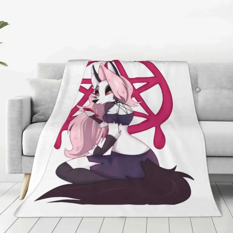 Cute Loona Helluva Boss Anime Wool Blankets Funny Throw Blanket for Home Hotel Sofa Quilt