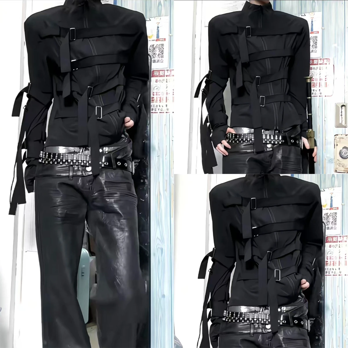 2026 Subculture Y2K Sunscreen Short Jacket Men Women Stand Up Collar Bandage Design Coats American Vintage Fashion Outerwear