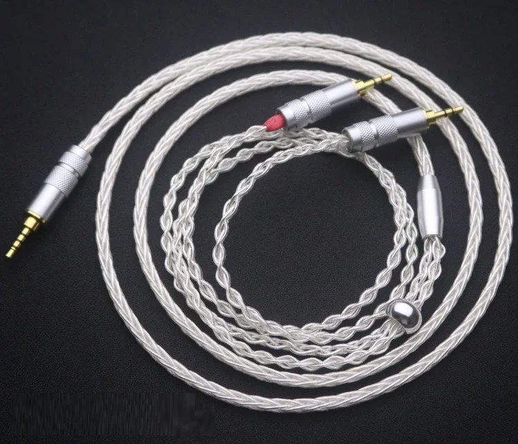 Audiocrast 8Cores Silver Plated 2.5mm balanaced plug to 2x2.5mm headphone upgraded cable
