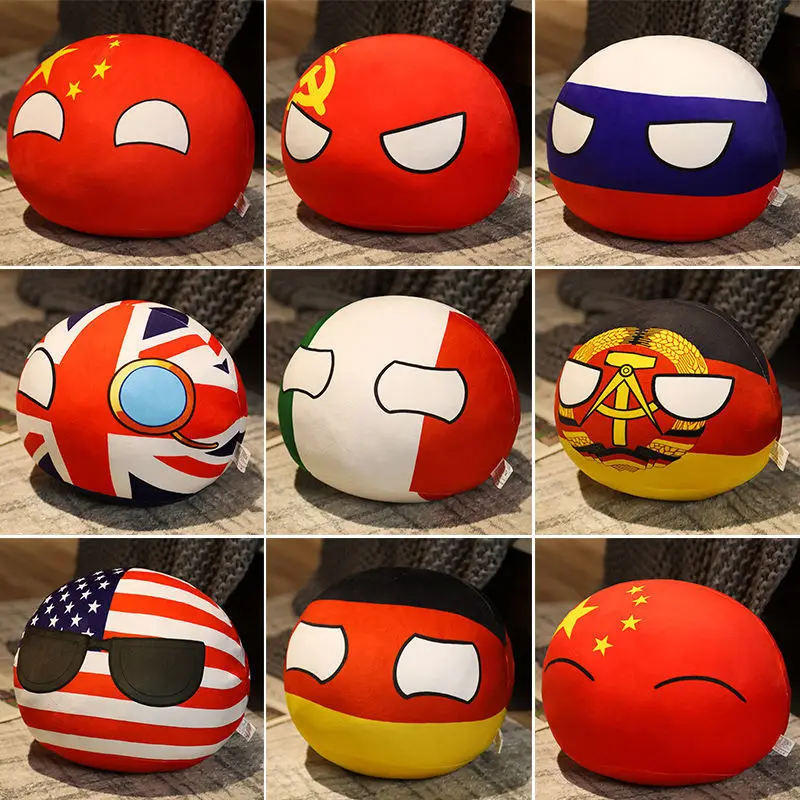 10-40cm Cartoon Polandball Countryball Plush Doll Pendant Israel USA CL Cosplay National Flag Round Pillow Kid's Christmas Gifts