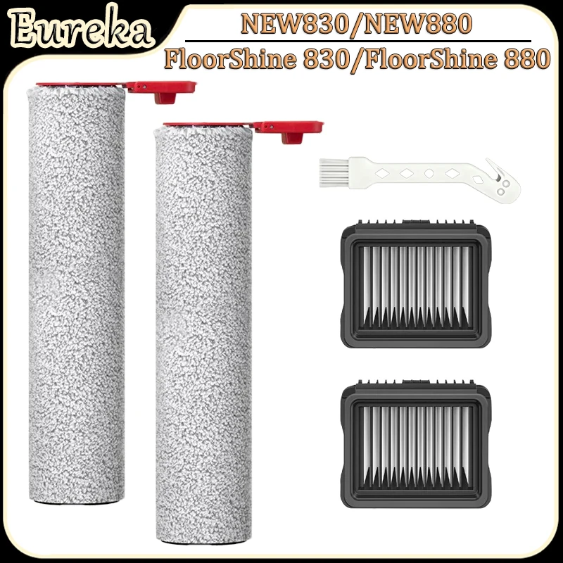 Accessoires pour aspirateur robot Eureka FloorShine 830/FloorShine 880/NEW830/NEW880 : brosse à rouleau, filtre et pièces de rechange.