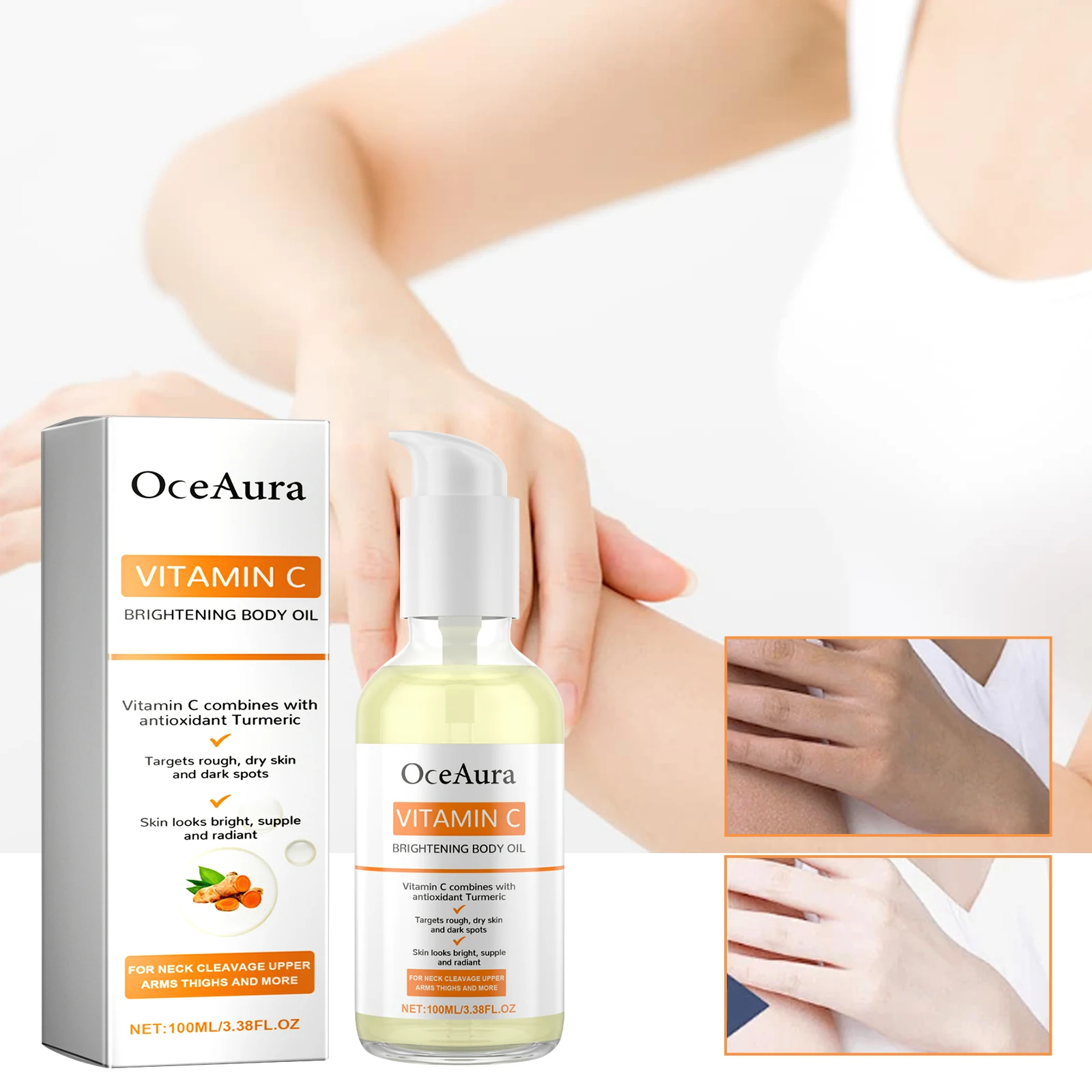 OceAura-aceite corporal iluminador con vitamina C para otoño, hidratante, reparador de la piel seca, radiante y embellecedor de la piel, aceite para el cuidado del cuerpo