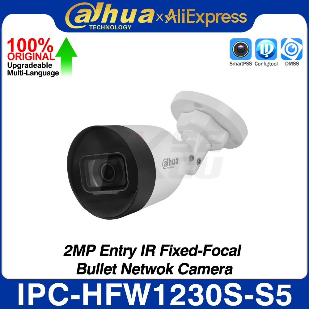 Dahua Original IPC-HFW1230S-S5 4MP Entry IR Fixed-Focal Bullet Network POE IP Camera IR 30M H.265 IP67 Smart PSS DSS DMSS CCTV