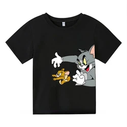 Disney Cat and Mouse Tom and Jerry Cartoon Anime Print Casual Loose Comfortable and Beautiful Children's Cotton Top T-shirt