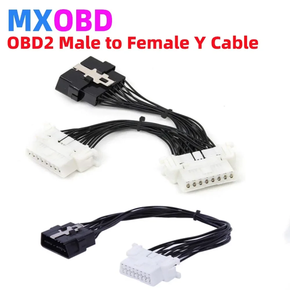 

Newest DIY OBD 2 Y Splitter Extension Cable OBD2 16PIN Male to Female ELM327 Electronic Wire Connector 16 Pin Adapter