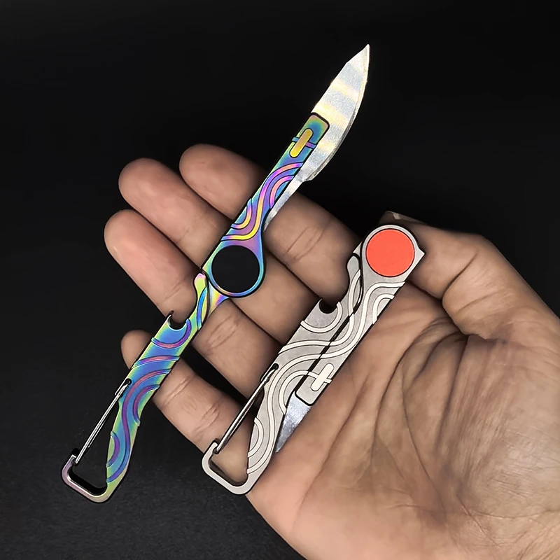 

Color Titanium Alloy Scalpel Folding Knife Replaceable Blades Portable Keychain EDC Knife Useful Surgical Selfdefense Tool