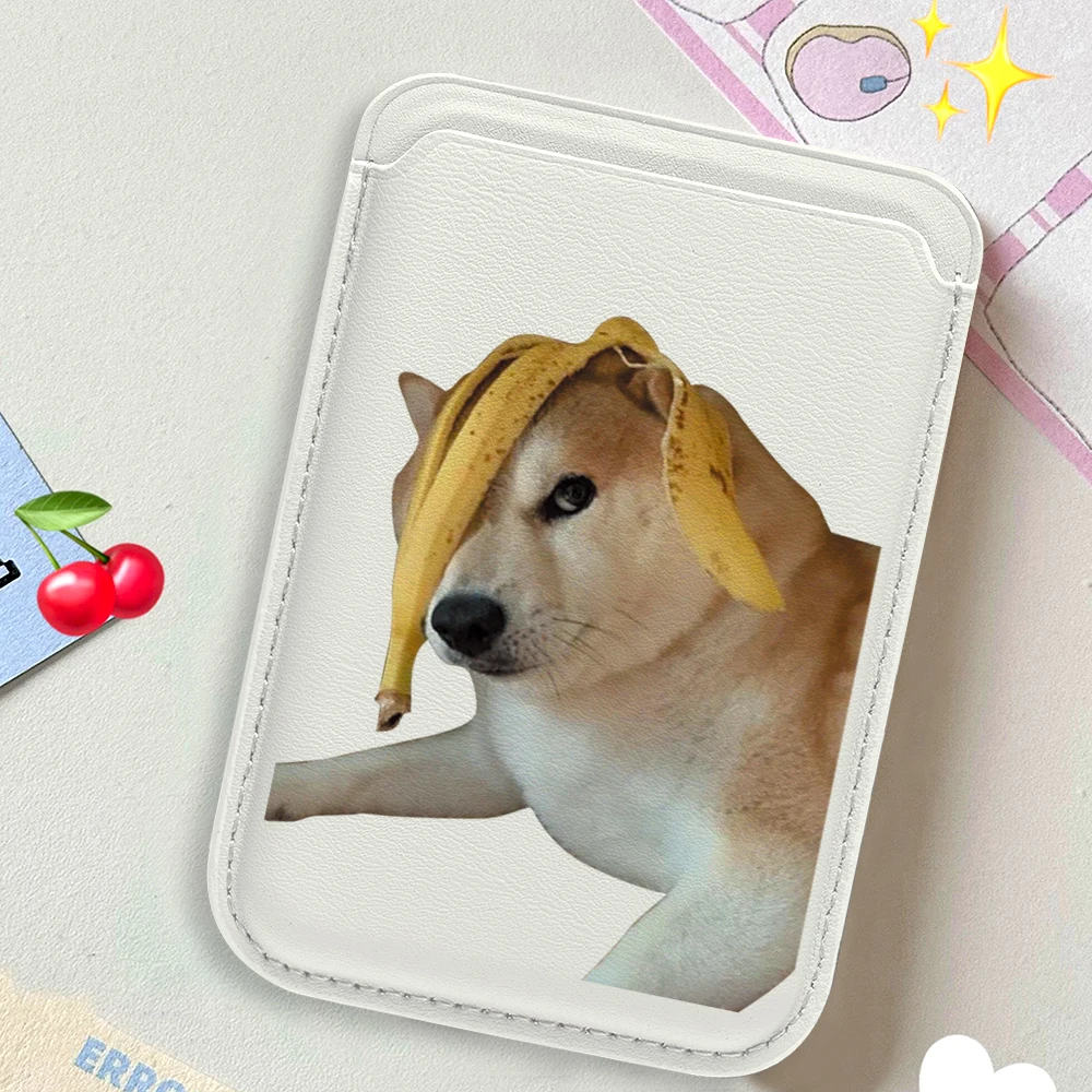 Niedliche Shiba Inu Leder-Kartenhülle für Magnetische Hüllen, Geeignet für alle iPhone Magsafe Karten-Handyhüllen – Detail 3