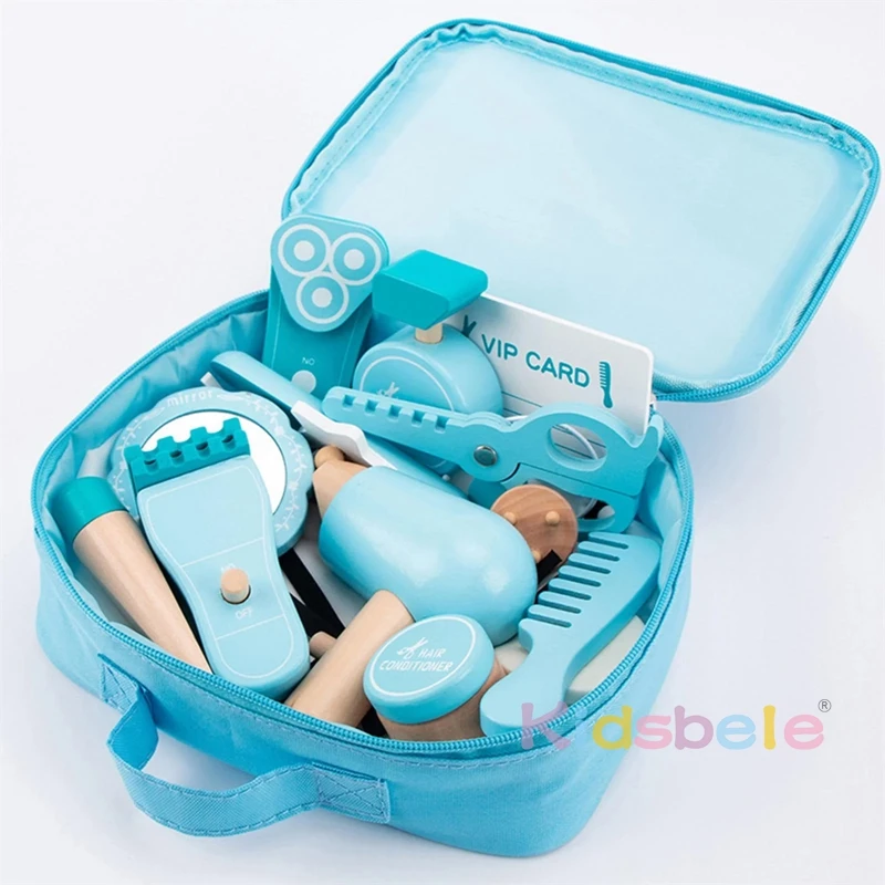 18x Kids Beauty Pretend Play Barber Toolbox Hairdresser Toys Hair Styling Set Makeup Toy for Toddlers Kids' Pretend Play