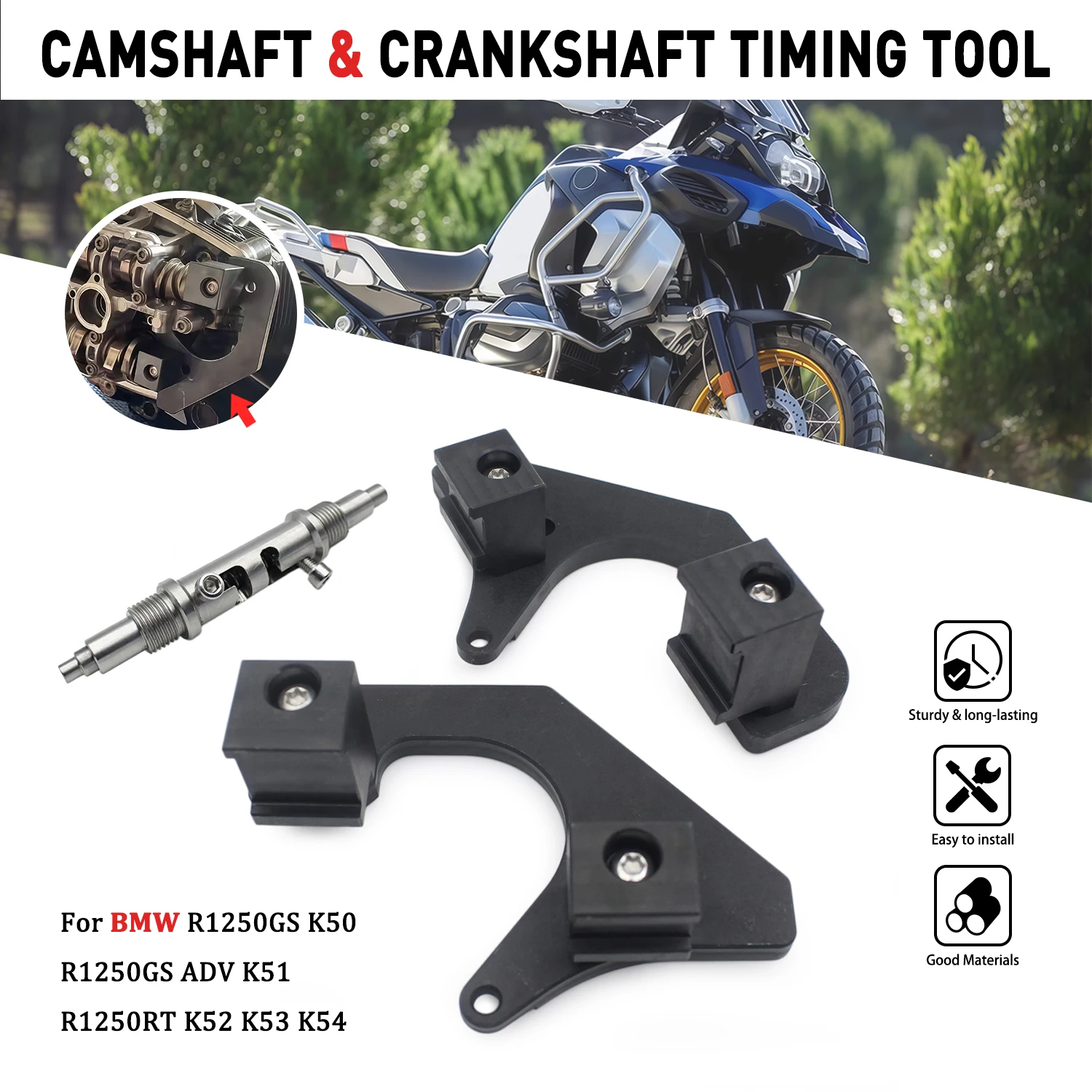Motorcycle For BMW R1250GS K50 R1250GS‑ADV K51 R1250RT K52 K53 K54 Camshaft & Crankshaft Timing Tool TDC BDC Positioning