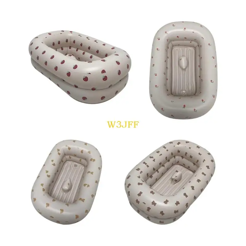 

W3JF Kids Inflatable Bath Tub Lightweight Foldable Design 47x27cm PVC For Toddler Safety Pool Play Water Fun Easy Storage