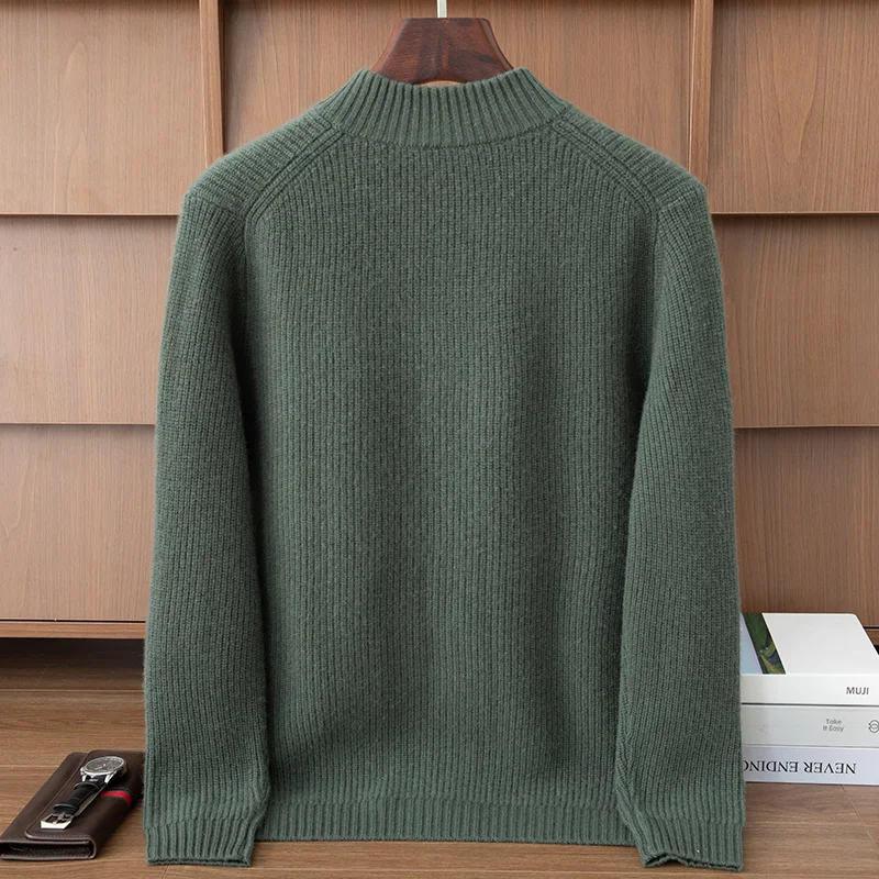 고품질 남성용 100% 캐시미어 스웨터 가을 겨울 두꺼운 지퍼 가디건 캐주얼 스타일 재킷 부드럽고 따뜻한 캐시미어 니트웨어