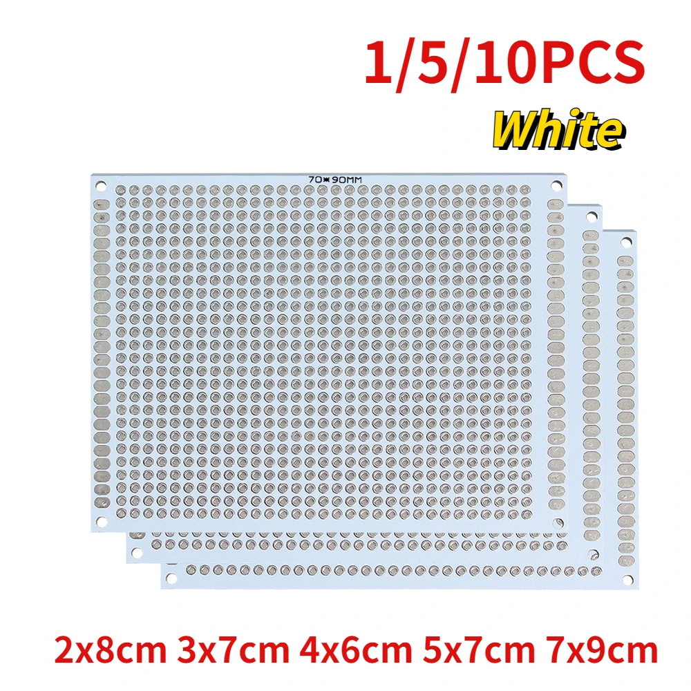 1/5/10pcs Double Sided Prototype PCB 2x8cm 3x7cm 4x6cm 5x7cm 7x9cm Diy Universal Soldering Board White Circuit Boards