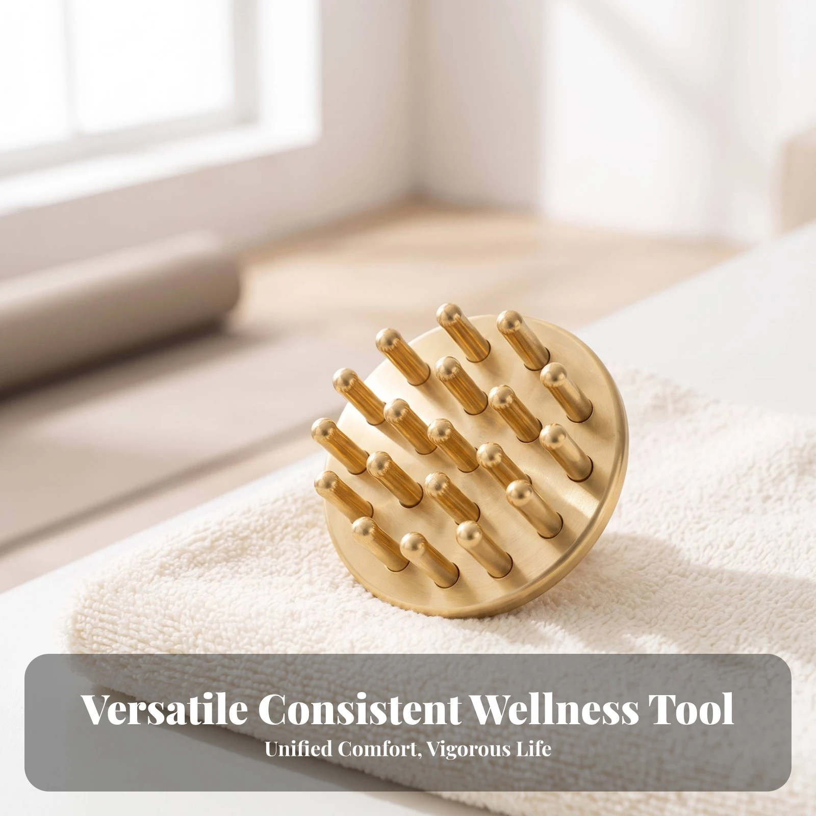 Brass Massage Comb with Finger-Loop Portable Scalp Comb with Essential Oil Head Spa Tool Compact Head Massage Tool Smooth