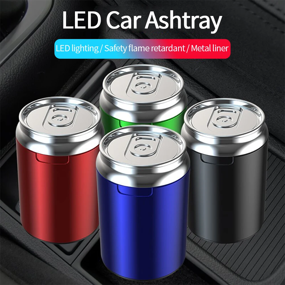 

1PCS Car Ashtray With LED Light Portable Ash Tray Smokeless Auto Ashtray Flame Retardant Smoking Accessories