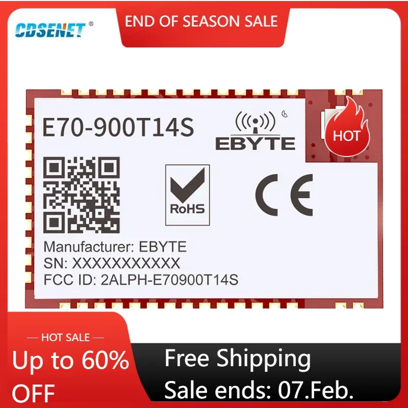 CC1310 868 МГц 915 МГц ModBus Высокоскоростная непрерывная передача E70-900T14S 14 дБм RF Беспроводной модуль приемопередатчика IPEX/отверстие для штампа