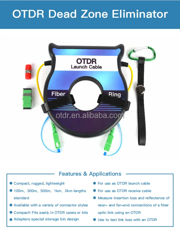 OTDR Launch Cable Line Box  Fiber Ring OTDR Dead Zone Extension Fiber 150m 300m 500m 1km Optic Fiber Ring