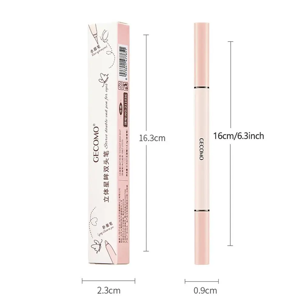 2in1 Dubbelkopige Zijderuppen Fleuren Parelmoer Matte Vloeibare Eyeliner Pen Champagne Gezicht Markeerstift Op