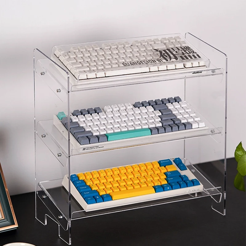 

Transparent Acrylic Keyboard Display Stand Keyboard Mouse Desktop Organizer Acrylic layer Rack keyboard tray Desktop Organizer
