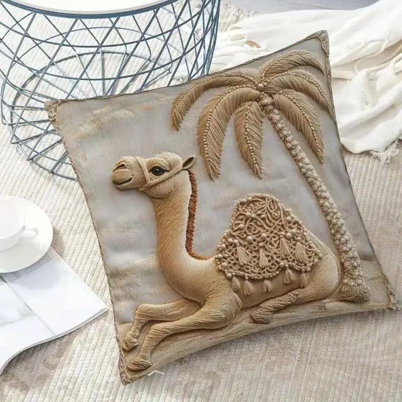 Lucky Oasis Camel Printing Pillowcase for Home Office Hotel Sofa Decorations Cute Animals Cushion Cover Xmas Gifts Pillow Cases