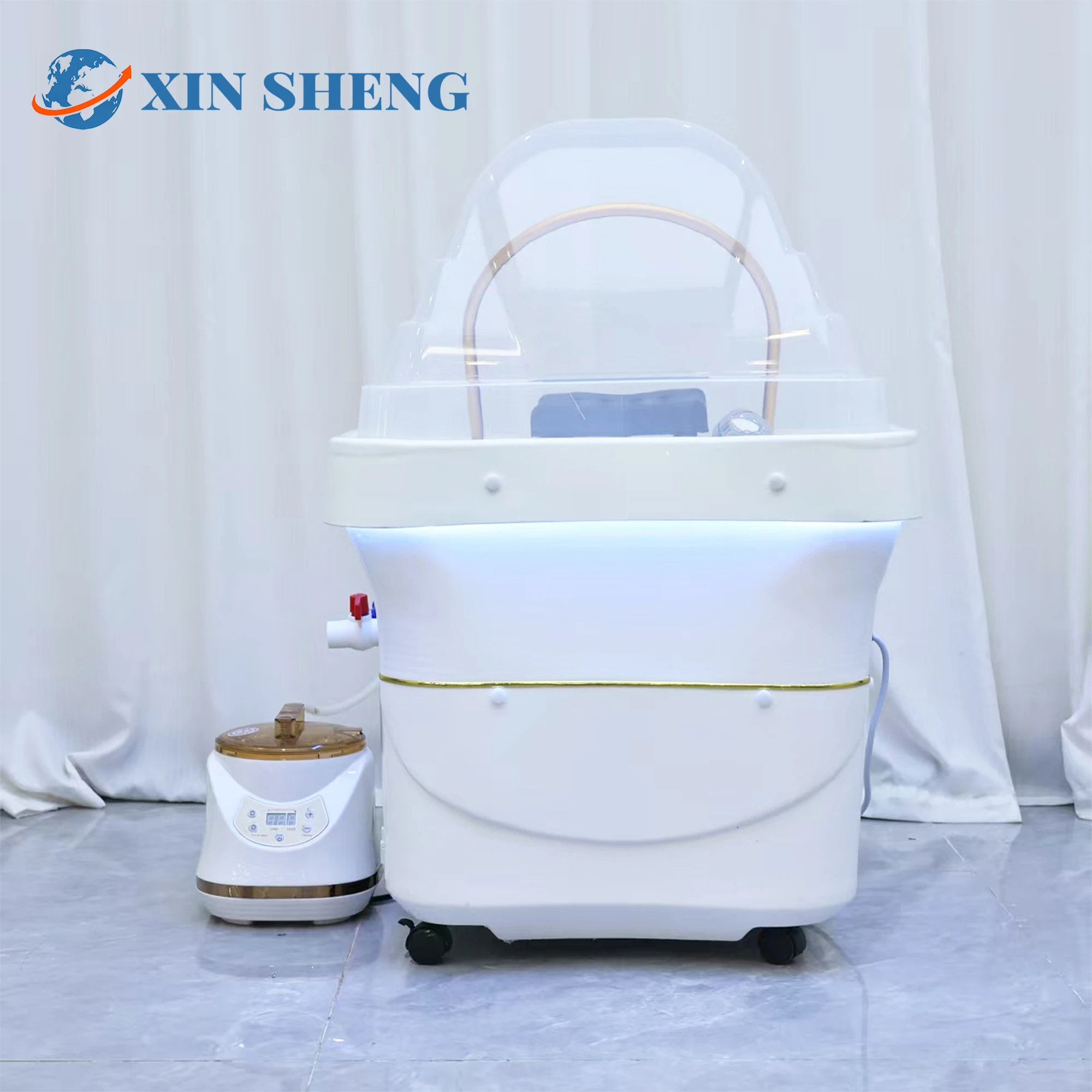 حوض شامبو سبا برأس محمول متحرك، حوض العلاج المائي برأس دوران المياه، آلة التبخير، أثاث سبا بالجملة #1