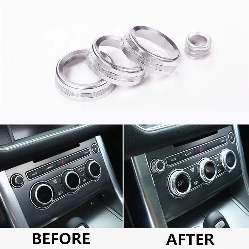 4pcs Console Covers For Land Rover Knob Button For Range Rover L405 2013-2017 Interior Kit Car Air Conditioning Sound Knob Cover