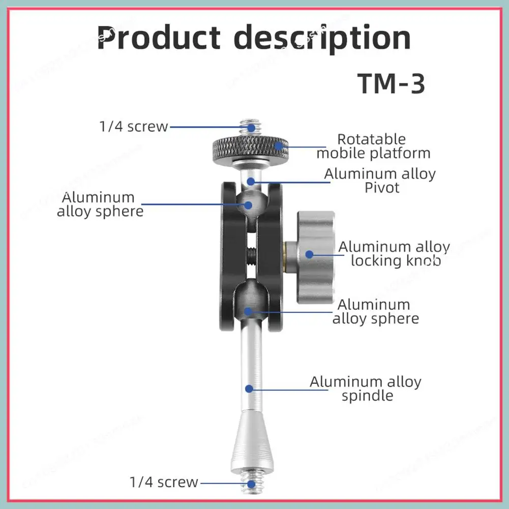 N94R Double Ball Head Super Clamp Universal Adjustable Magic Arm Bracket Clamp Mount 1/4 Thread Adapter For DSLR Cameras TM-3