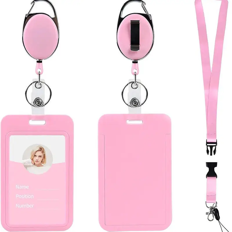 Retractable Badge Holder Reel Clip Work ID Card Holder Keychain Style Easy Pull Badge Reel for Lanyard Key Card Accessories