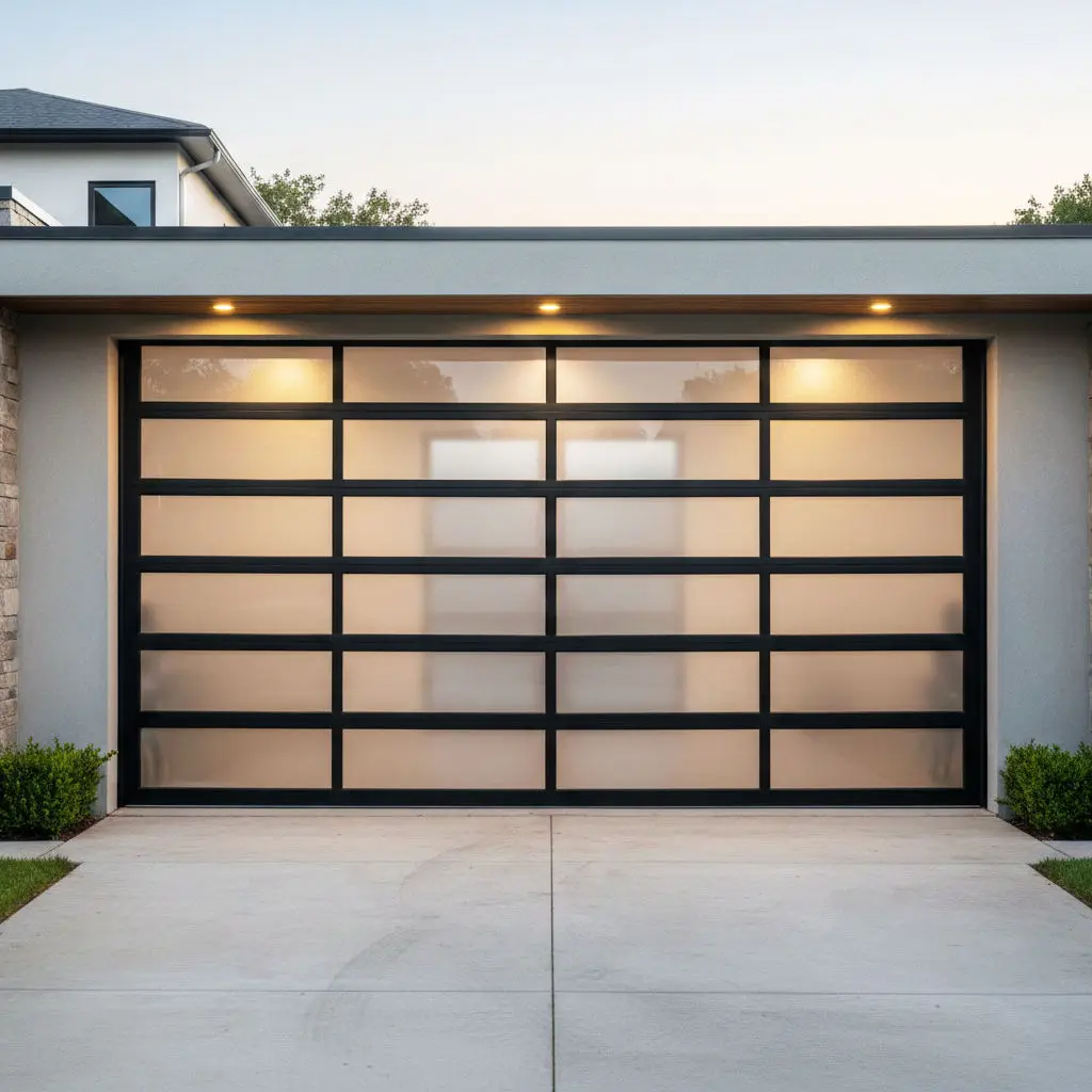 Villa Aluminum Alloy Frame Transparent Tempered Glass Garage Door Motor Driven Intelligent Garage Door High Quality Garage Door