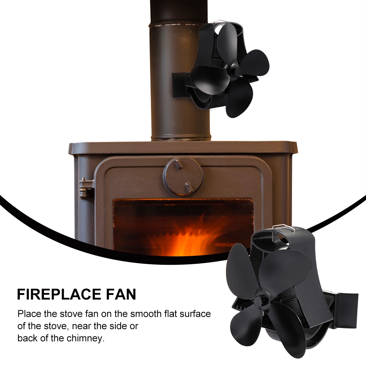 

Thermal Power Fireplace Fan Fan Silent Stove Thermal Distributor 60-350℃ Golden No Electricity Needed