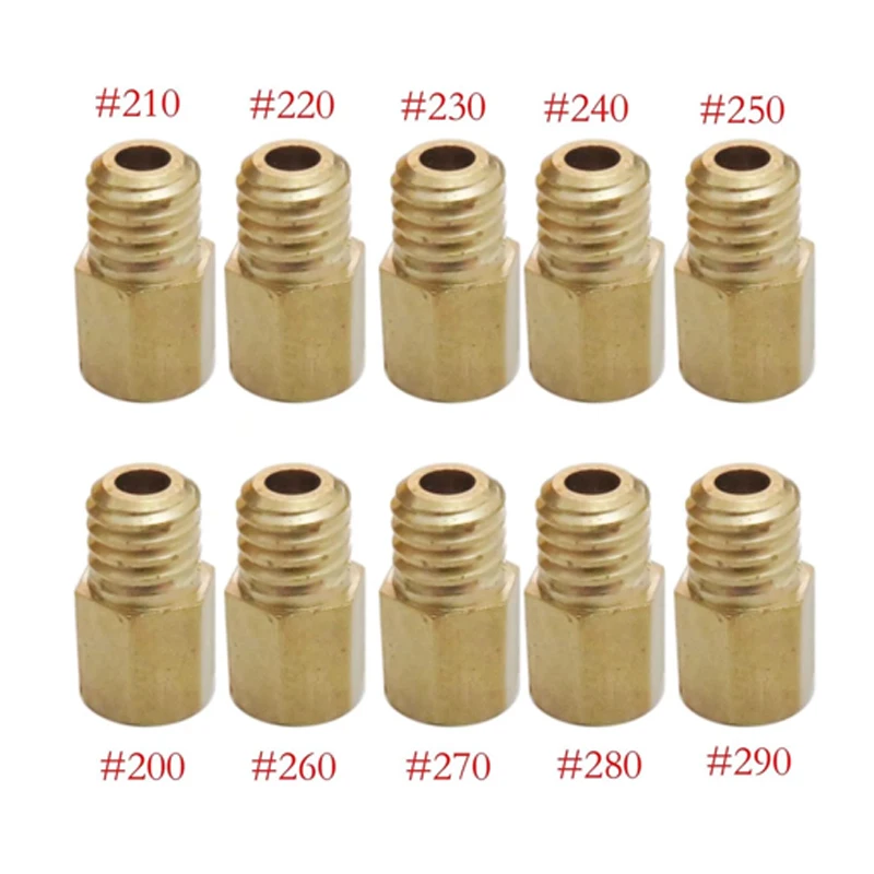 10Pcs Metal Copper Carburetor Main Injector Nozzle for MIKUNI VM/TM/TMX Carbs Main Jet #220 #230 #240 #250 #260 #270 #280 #290