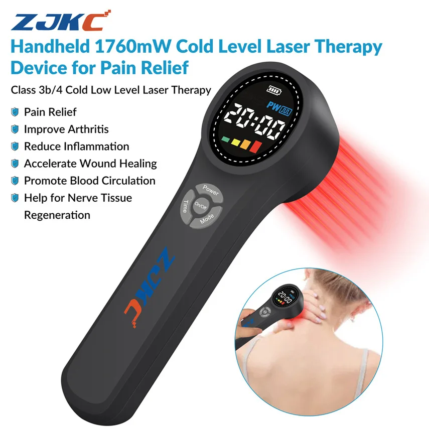 

ZJKC 1760mW Cold Laser Therapy Device Lower Level Laser Therapy LLLT for Pain Relief Wound Healing 660nmx16+810nmx4+980nmx4