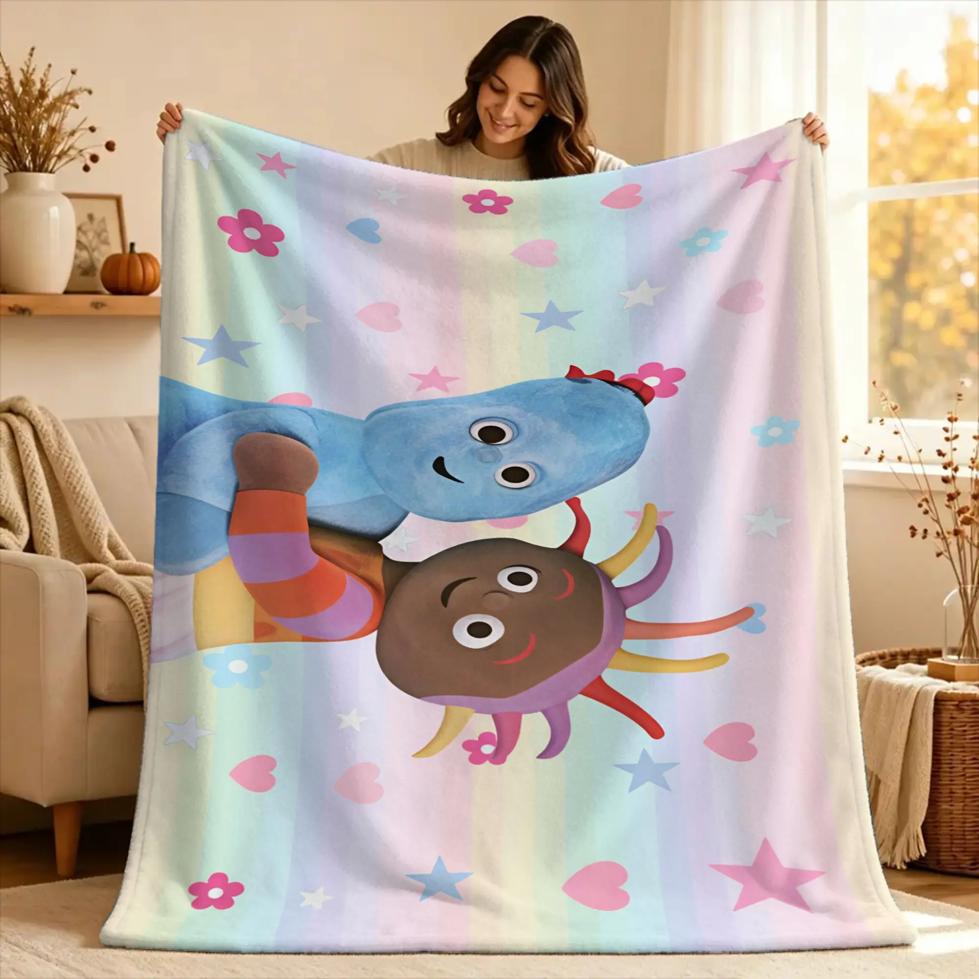 The Haahoos In the night garden Throw Blanket  Flannel Bedspread For Couch Chair Sofa Bed Aesthetic Sofa Bed Cover