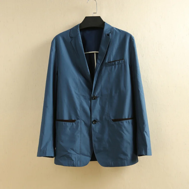 

Mitei Faionable Casual Men's Suit Jaet All Seasons Stand Fit Two Button Double Row Urban Sle Regular Thin