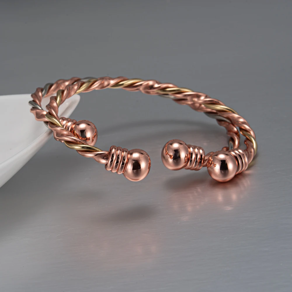 Vinterly Armbänder aus reinem Kupfer, magnetisch, goldfarben, geflochten, verdreht, verstellbar, Arthritis-Schmerzlinderung, Gesundheits-Magnetschmuck – Detail 7