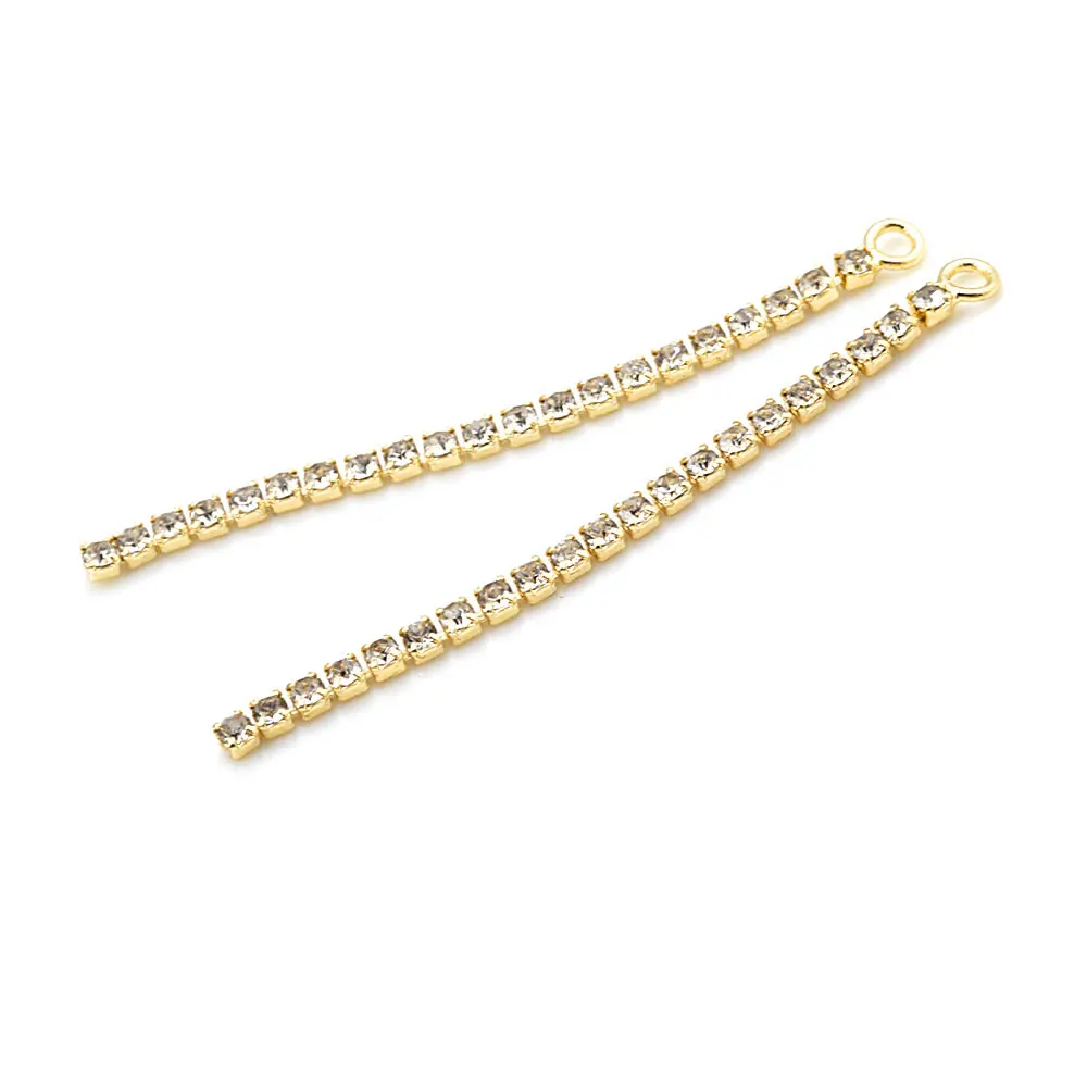 18K Gold Color Brass and Zircon with Rhinestone Chain Tassel Earrings Connect Charms High Quality Diy Jewelry Making Accessories