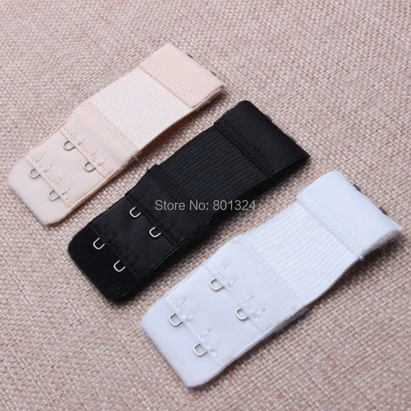 Carefree-Bra Extender Straps para mulheres, 2 linhas, 2 ganchos, alça de fecho para senhoras, 3 cores, preto, branco, nu, peixe, 3 pcs